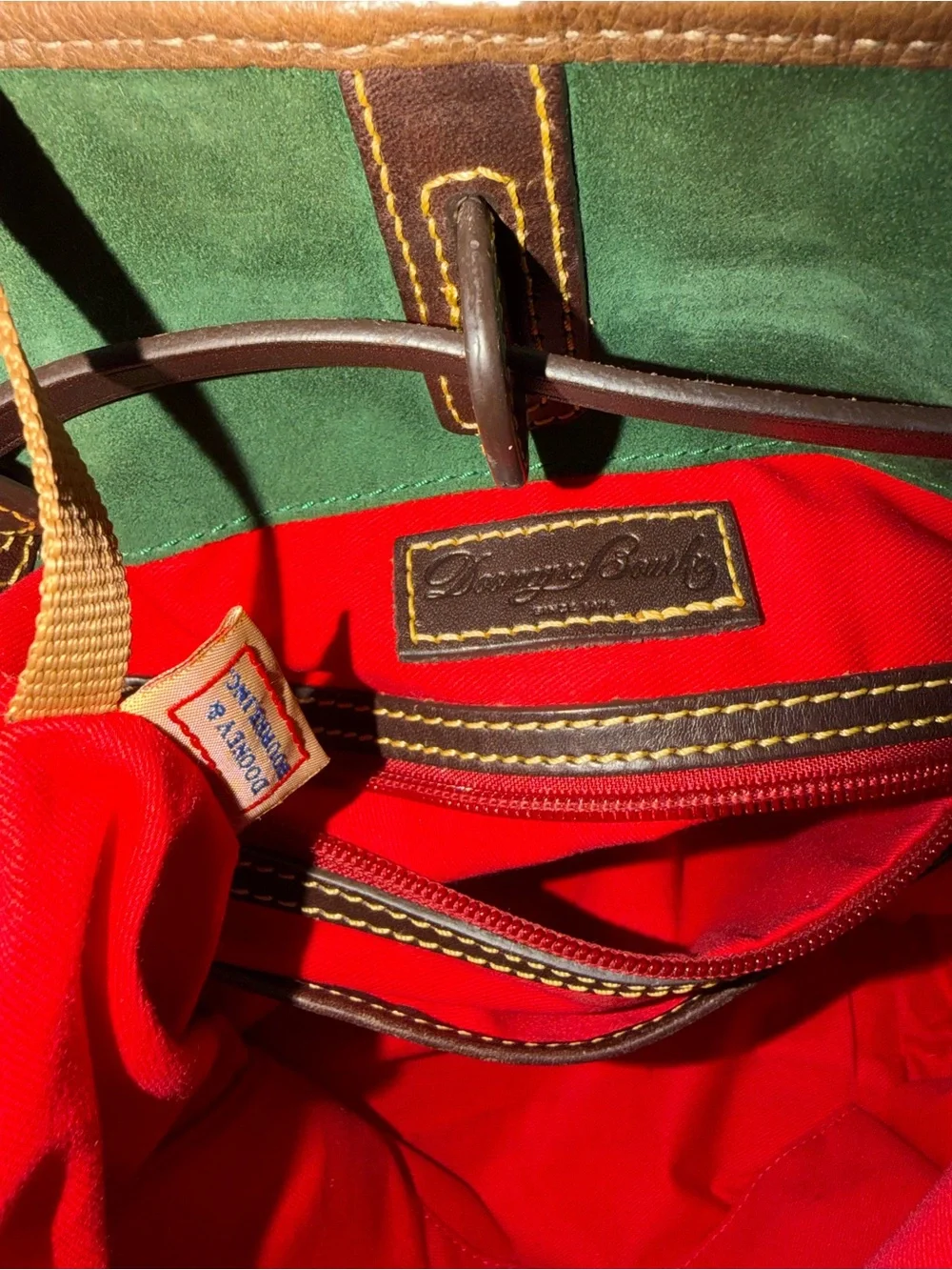 Dooney & Bourke Florentine Buckley Brown Leather Drawstring Satchel with Tassels - Picture 4 of 16